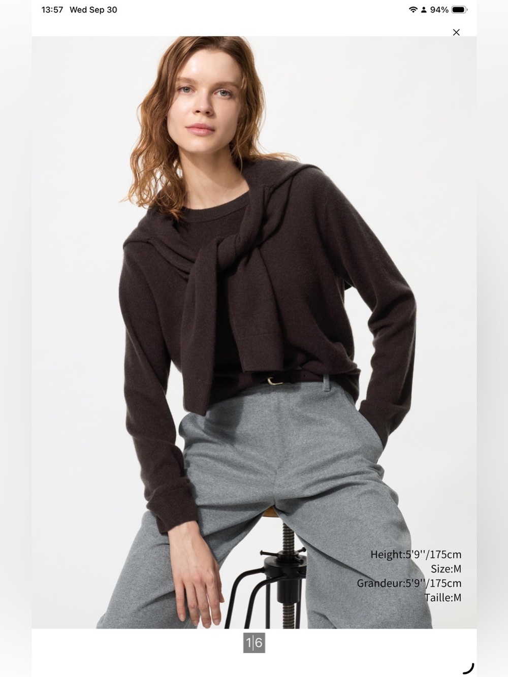 Uniqlo Cashmere Brown Crew Neck Sweater- Small